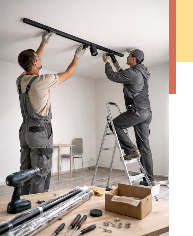 Установка трековых светильников в натяжной потолок в белебее от 4284 руб. | ОТДЕЛОЧНИК-Блб