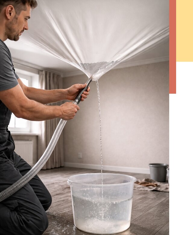 Слив воды с натяжного потолка в белебее от 2550 руб. быстро и недорого | ОТДЕЛОЧНИК-Блб