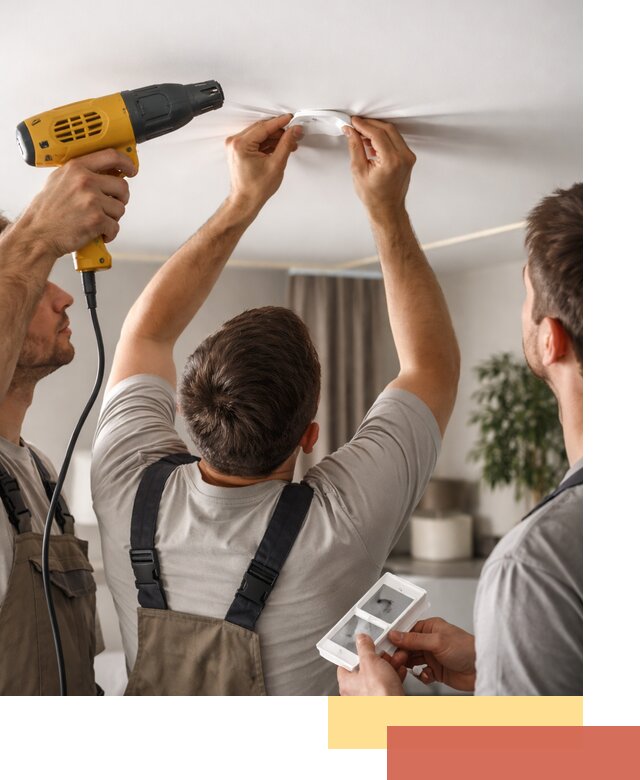 Ремонт прокола полотна натяжного потолка в белебее