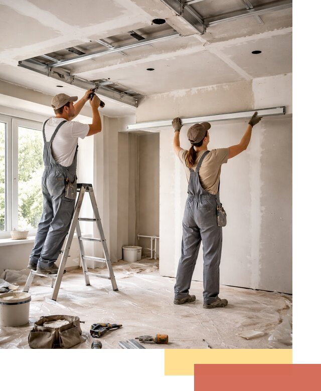 Монтаж многоуровневого потолка из гипсокартона в белебее