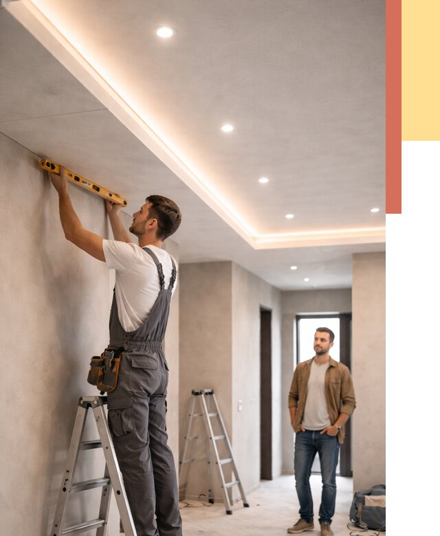 Потолок из гипсокартона с подсветкой в белебее от 765 руб./м2 под ключ | ОТДЕЛОЧНИК-Блб