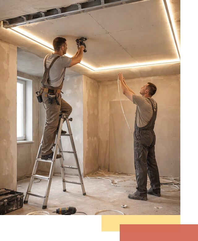 Потолок из гипсокартона с подсветкой в белебее