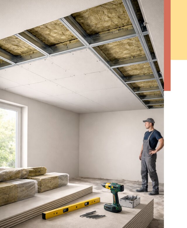 Звукоизоляция потолка ГКЛ в белебее от 969 руб. — монтаж под ключ | ОТДЕЛОЧНИК-Блб