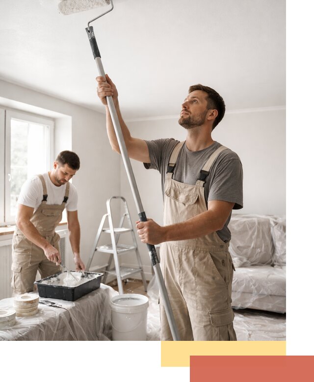 Покраска потолка водоэмульсионной краской в белебее