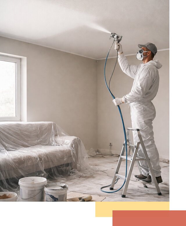 Покраска потолка краскопультом в белебее быстро и качественно