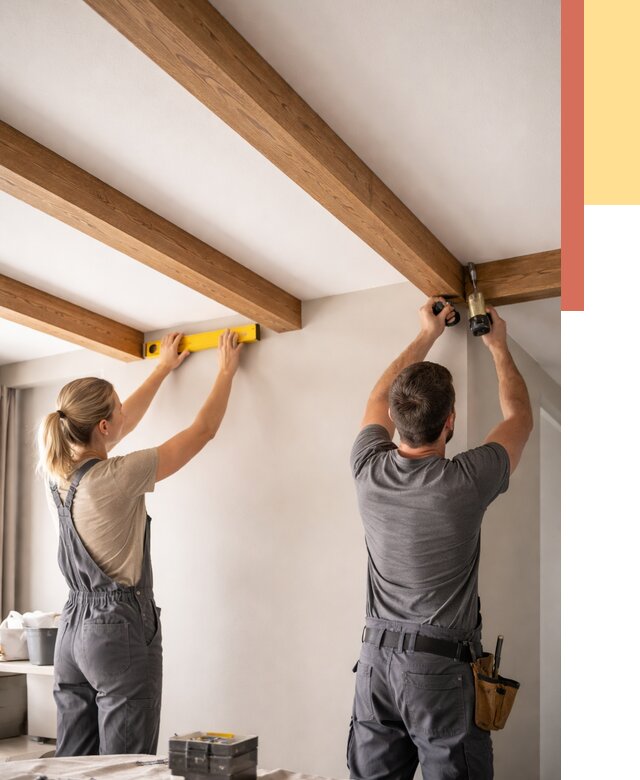 Монтаж декоративных балок на потолок в белебее от 4284 руб. — ОТДЕЛОЧНИК-Блб