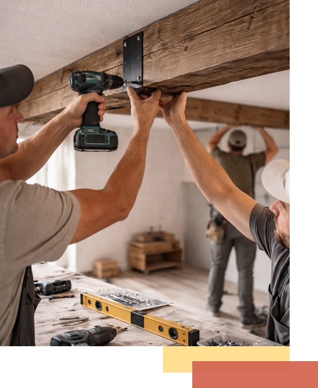 Монтаж декоративных потолочных балок в белебее